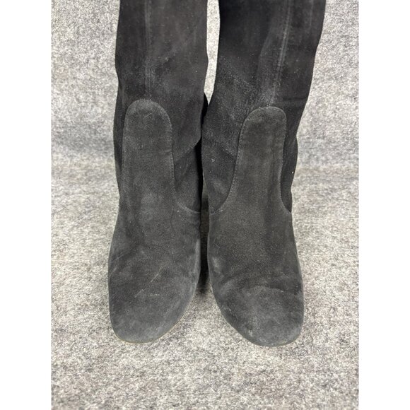 Stuart Weitzman Boots Womens Size 7.5 Black Suede Over The Knee Tall Block Heel - Picture 2 of 10